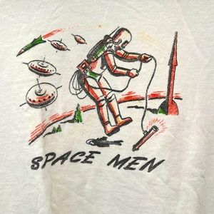 Vintage Print Space Men Shirt